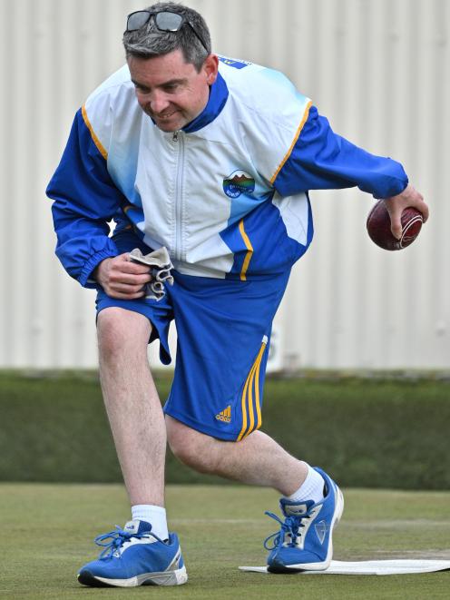 Taieri bowler Andrew McLean in action at the North East Valley 10,000 bowls tournament yesterday....