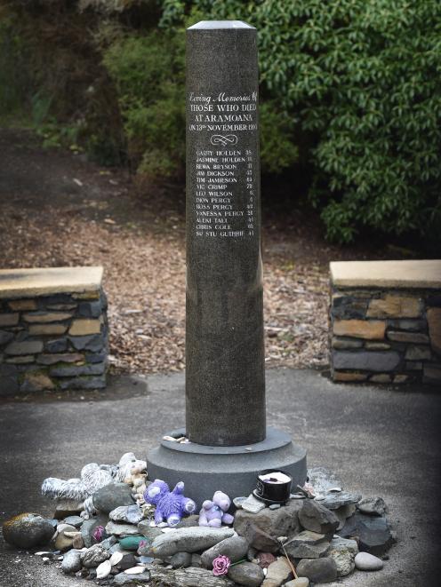 The names of those killed at Aramoana are listed on a memorial in the seaside village.PHOTO:...