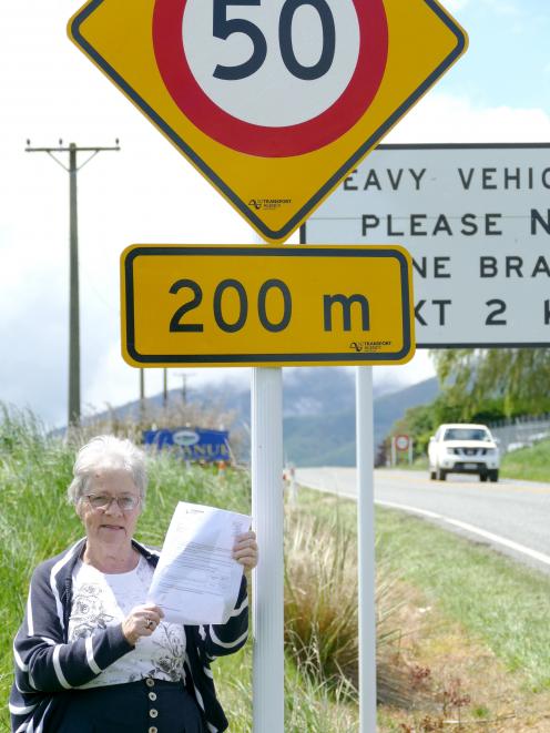 West Otago Community Board chairwoman Barbara Hanna holds a letter from the NZ Transport Agency...
