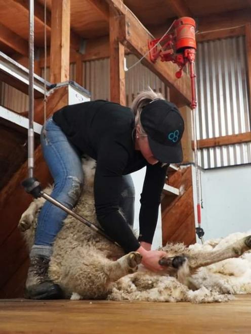 Laura Douglas crutching at Fairlight Station. Photo: Supplied Laura Douglas crutching at Fairlight Station. Photo: Supplied