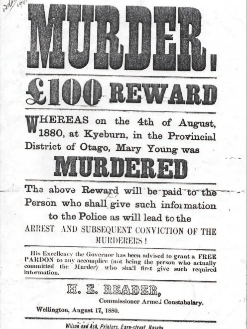 The wanted poster following Mary Young's death. 