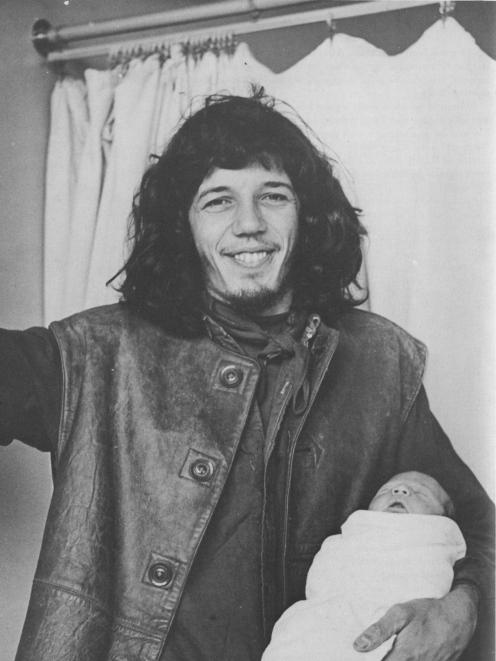 Tim Shadbolt with son Reuben in a 1971 photograph 
...