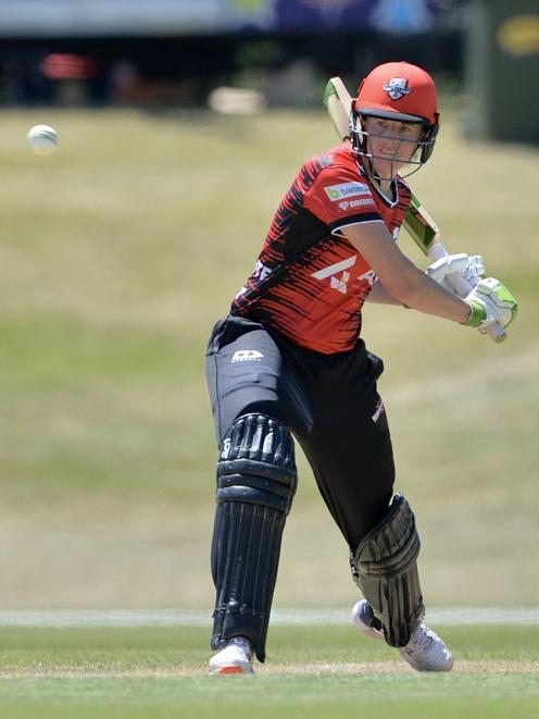 Amy Satterthwaite lines up a shot during Canterbury’s game against Otago at Molyneux Park on...