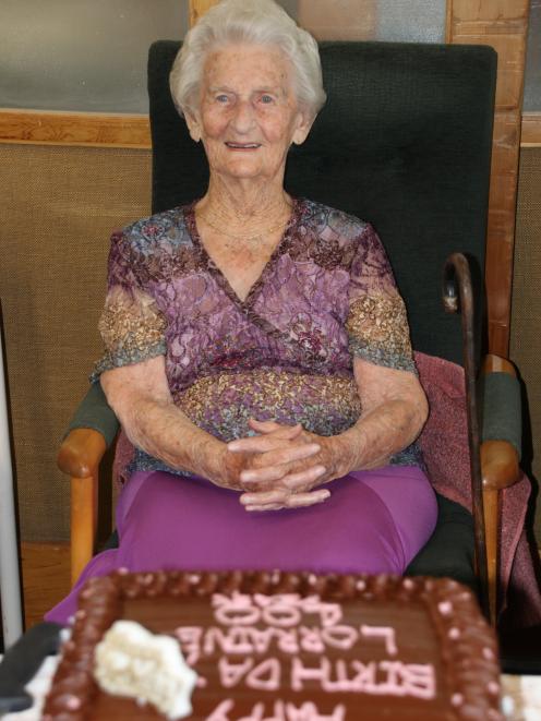 Gore’s Resthaven Village resident Lorraine Wright celebrates her 100th birthday yesterday. PHOTO:...