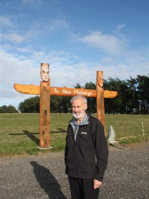 Waihopai Runuka  kaumatua (elder) Michael Skerrett at the entrance to the Maori urupa (cemetery)...