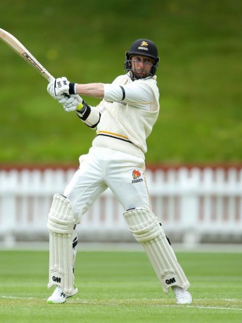 Devon Conway plays a shot for Wellington in the Plunket Shield. Photo: Getty Images