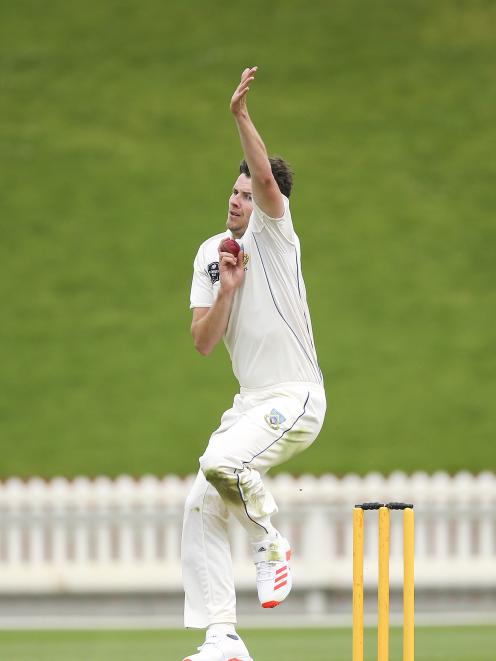 Jacob Duffy in action for Otago during its Plunket Shield match against Wellington at the Basin...