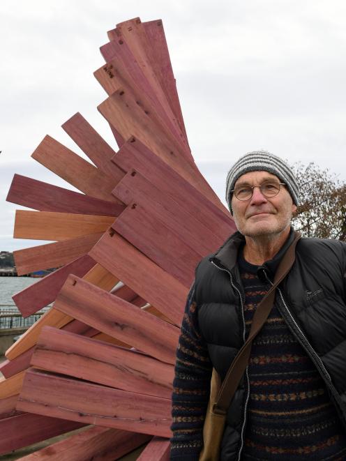 Dunedin sculptor Peter Nicholls with the recreation of his 1989 sculpture Toroa, which was...