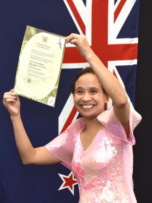 Judith de Mabasa Mitchell, from the Philippines, became a New Zealand citizen in Dunedin this...