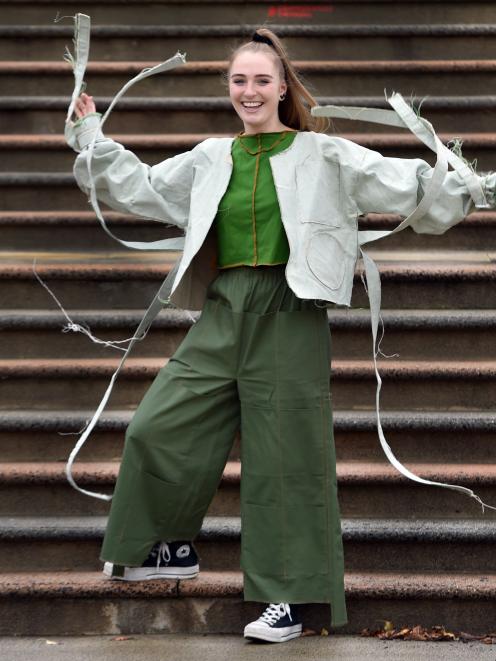 Wearing garments from her own zero waste collection ‘‘New Zeal’’ is Lorna Ryan, of Dunedin, who...