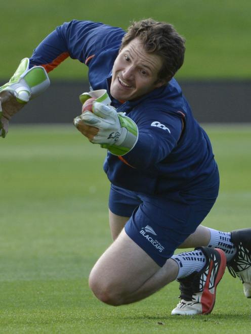 Black Caps wicketkeeper BJ Watling trains for his team’s test against South Africa at the...