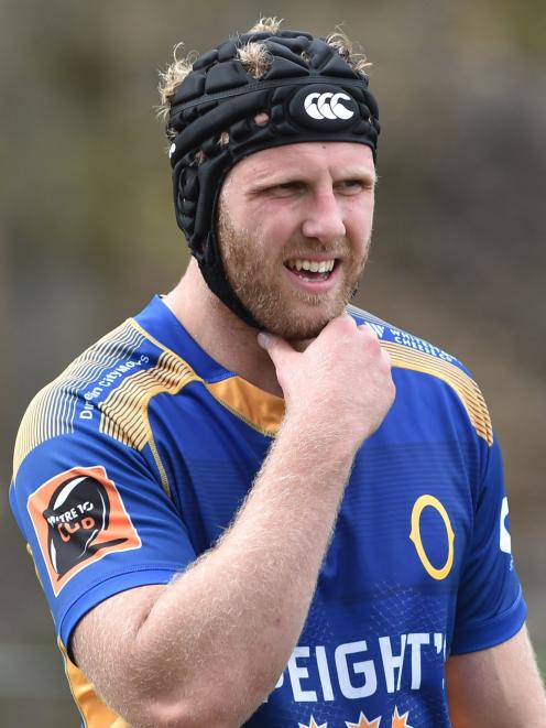 Otago lock Josh Dickson at training at Logan Park yesterday.