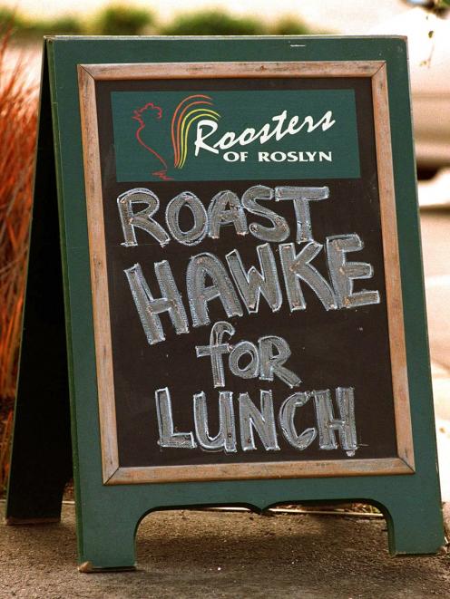 A sign outside the Roosters of Roslyn restaurant the day after the 1998 semifinal shows the...