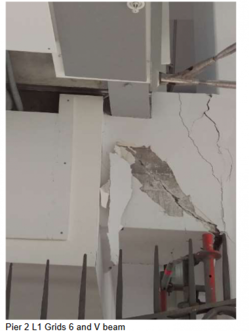 Cracks in the supports for floors in the BNZ Harbour Quays building in Wellington after the 2016...