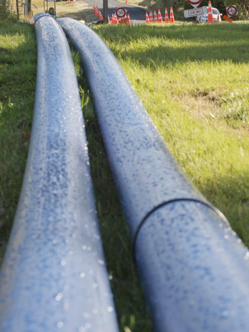 New water pipes await installation in Edinburgh St, Waikouaiti. PHOTO: GERARD O’BRIEN