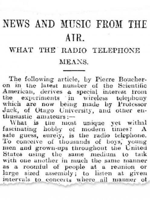 The headline on this Otago Witness article, published on January 3, 1922, 
...