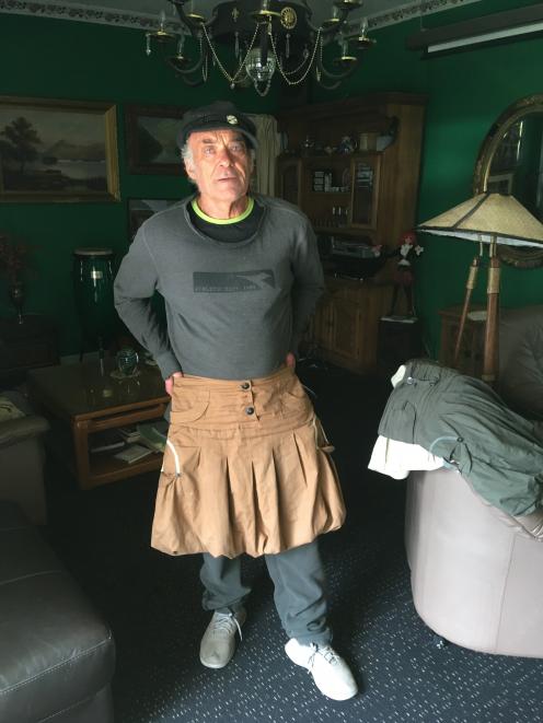 Keith Dickson with one of the skirts an Italian fashion designer was so interested in. PHOTO:...