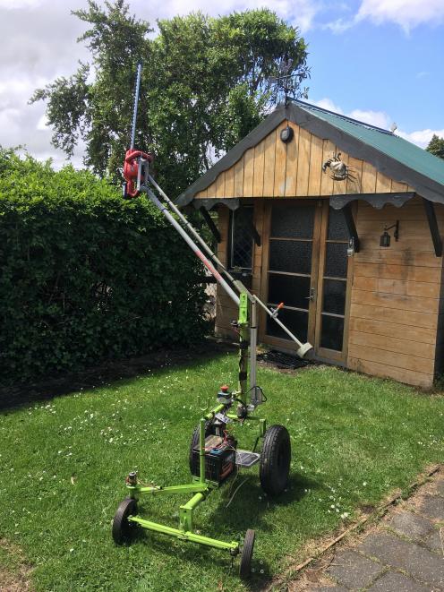 The prototype of Keith Dickson’s robot hedge cutter is operational. PHOTO: SUPPLIED