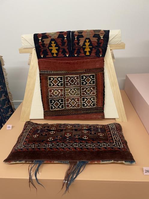 Cushion cover (Iran) and Saddle bag (Turkey), 20th century (Otago Museum) 
