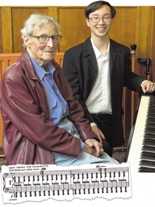 Nonagenarian Dunedin piano teacher Eli Gray-Smith and his pupil Emmanuel Keane, who has become...