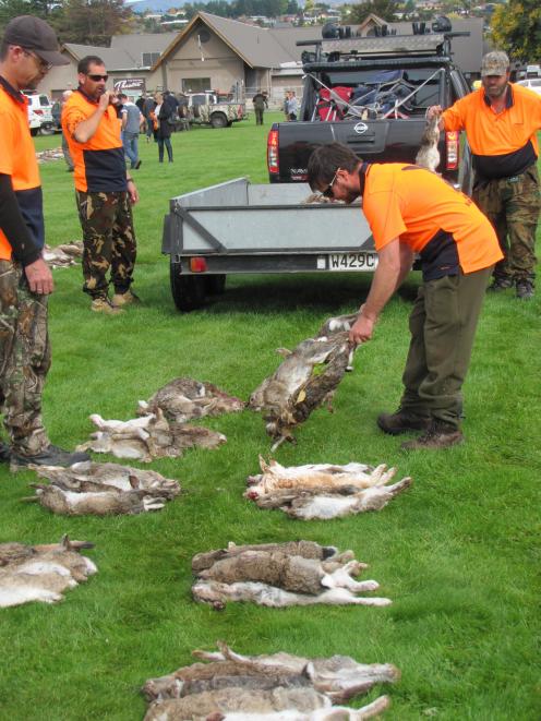 A team from Greymouth lay out their rabbits at the annual Easter Bunny Hunt in 2017. This year’s...