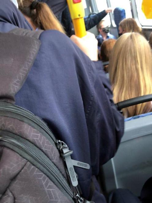 A mobile phone photo capturing the crowding on a bus from Fairfield to Mosgiel earlier this week....