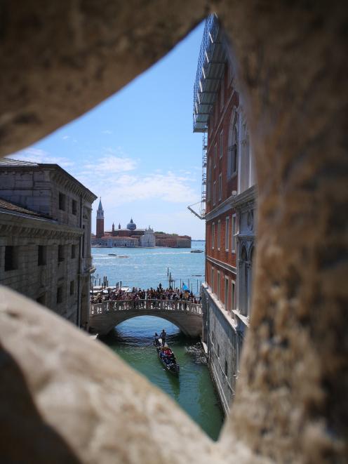 The view from the Bridge of Sighs.