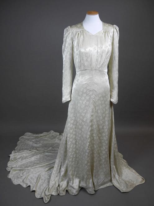 Sylvia Law’s 1943 wedding gown, currently on display in ‘‘The Big Day’’ at Toitu.