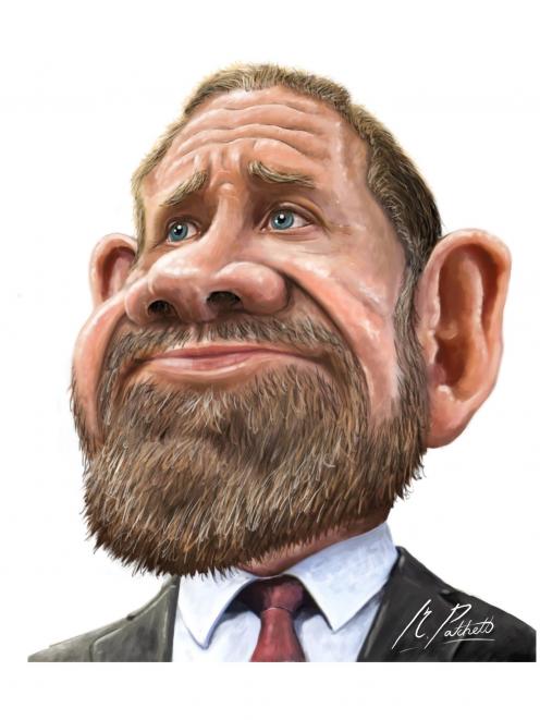 Andrew Little caricature by ODT artist Mathew Patchett.