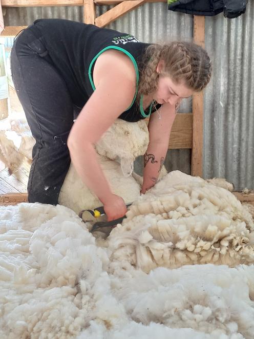 Evalyn McGregor is a capable and enthusiastic young shearer. 