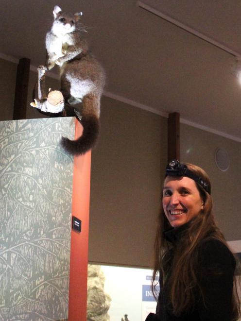 Otago Peninsula Biodiversity Group community engagement team leader Marcia Dale spots a stuffed...