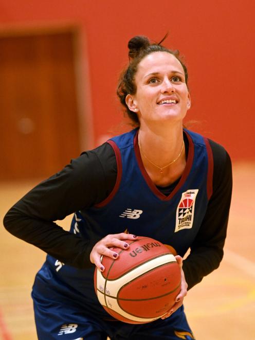 Hoiho forward Jillian Harmon practises at the Otago Girls’ High School Gymnasium yesterday. Photo...