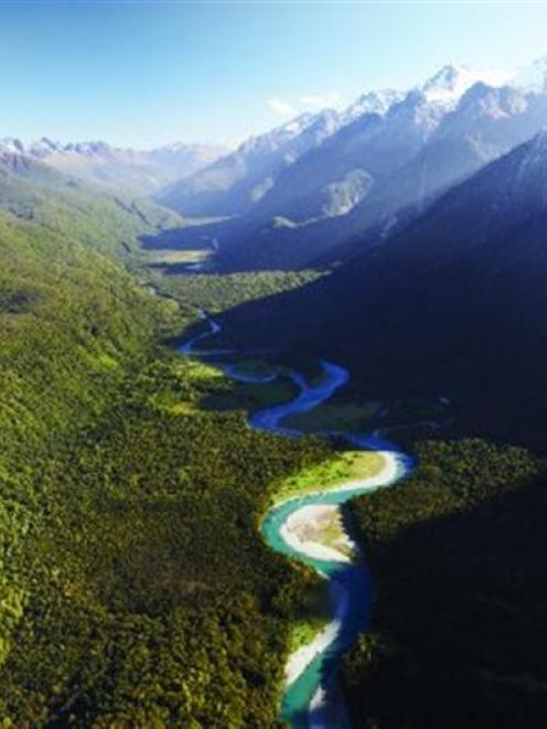 The proposed South Westland tourist highway road would run right along the Hollyford  Valley....
