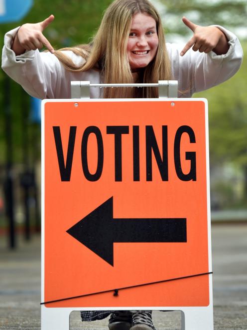 Dunedin’s Genevieve Walker-Radich was all smiles after casting her vote at the University of...