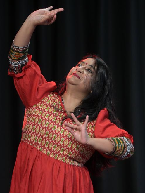 Swaroopa Unni rehearses Atete-to resist at Te Whare O Rukutia, last Friday. PHOTO: LINDA ROBERTSON