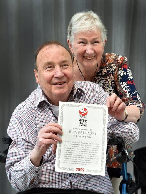 Ron Palenski celebrates his induction into the New Zealand Sports Hall of Fame with wife Kathy at...