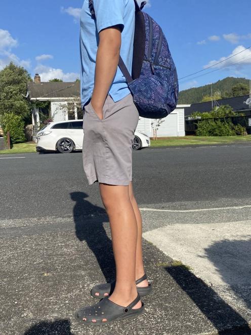 Leigh Gayford’s son chose Crocs because they're comfortable for walking to and from school. Photo...