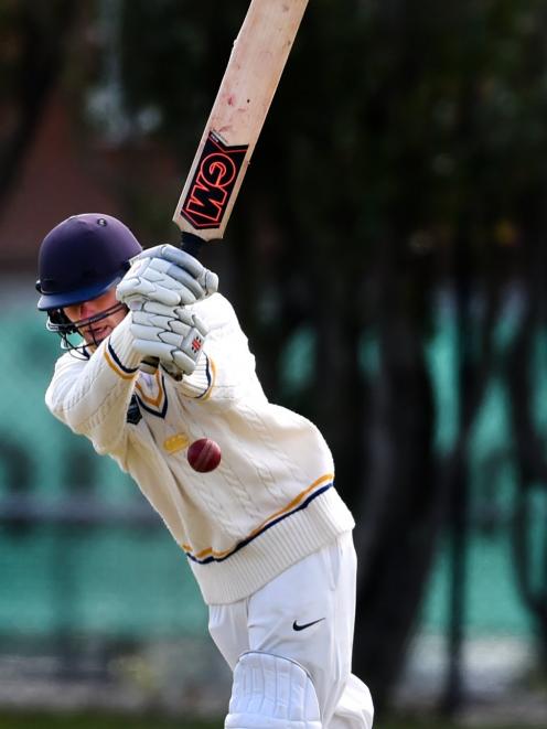 Newly promoted Otago player Hunter Kindley punches the ball through the legside for Otago A...