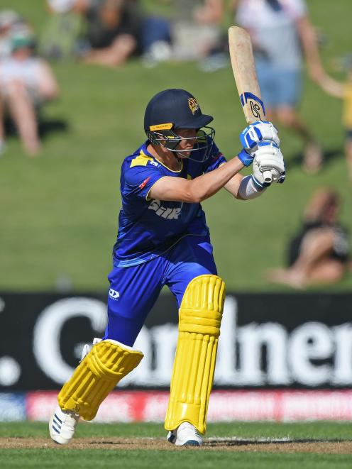 Jake Gibson of the Otago Volts in action during the Super Smash T20 match against the Central...