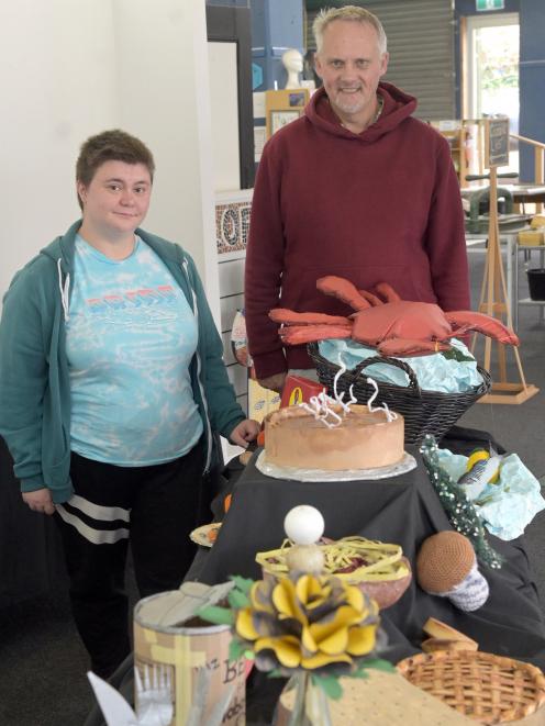 Artists Dani Lucas and Greg McLeod of Dunedin with the "Kai Maps" exhibition at Artsenta. PHOTO:...