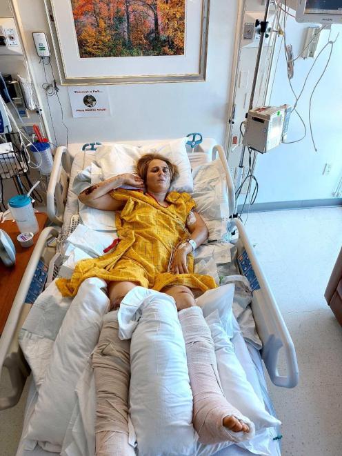 Ms Parsons recovers in hospital last August after her fall in Yosemite National Park. PHOTO:...