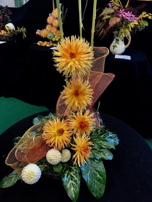 For her "Splash of Gold" dahlia arrangement, Lesley Brown, of Waikouaiti, won first prize at last...