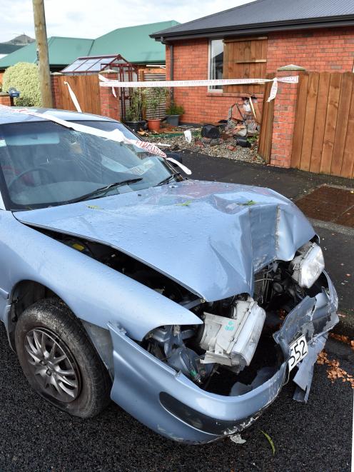 Damage caused to a Church St property by a crash on Tuesday night. PHOTO: PETER MCINTOSH