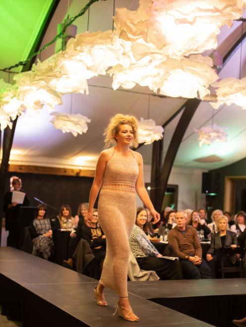 Modelling her own creation on the catwalk at WoolOn, at The Canyon at Tarras, is Isabella...