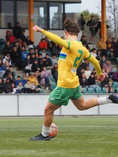 Declan Tyndall in action against Christchurch United in the English Cup final on September 16....