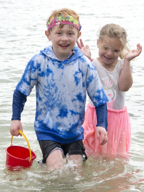 Jackson Brown, 6, and stepsister Saskiia Fallows, 5, play together at the Broad Bay Gala Day...