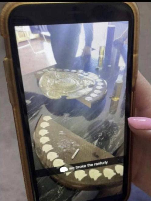A cellphone photo shows the broken Ranfurly Shield. PHOTO: SUPPLIED