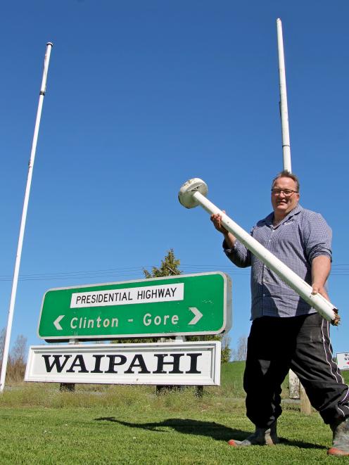 Brendon Burgess says Waipahi’s landmark flagpoles are not the only thing falling apart. PHOTO:...