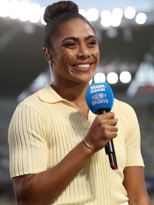 Naiqama commentates for Stan Sport during the Super W final in Townsville in May.