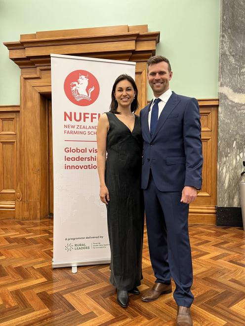 Carlos Bagrie and Nadia Lim celebrate at Parliament on Tuesday night. PHOTO: SUPPLIED